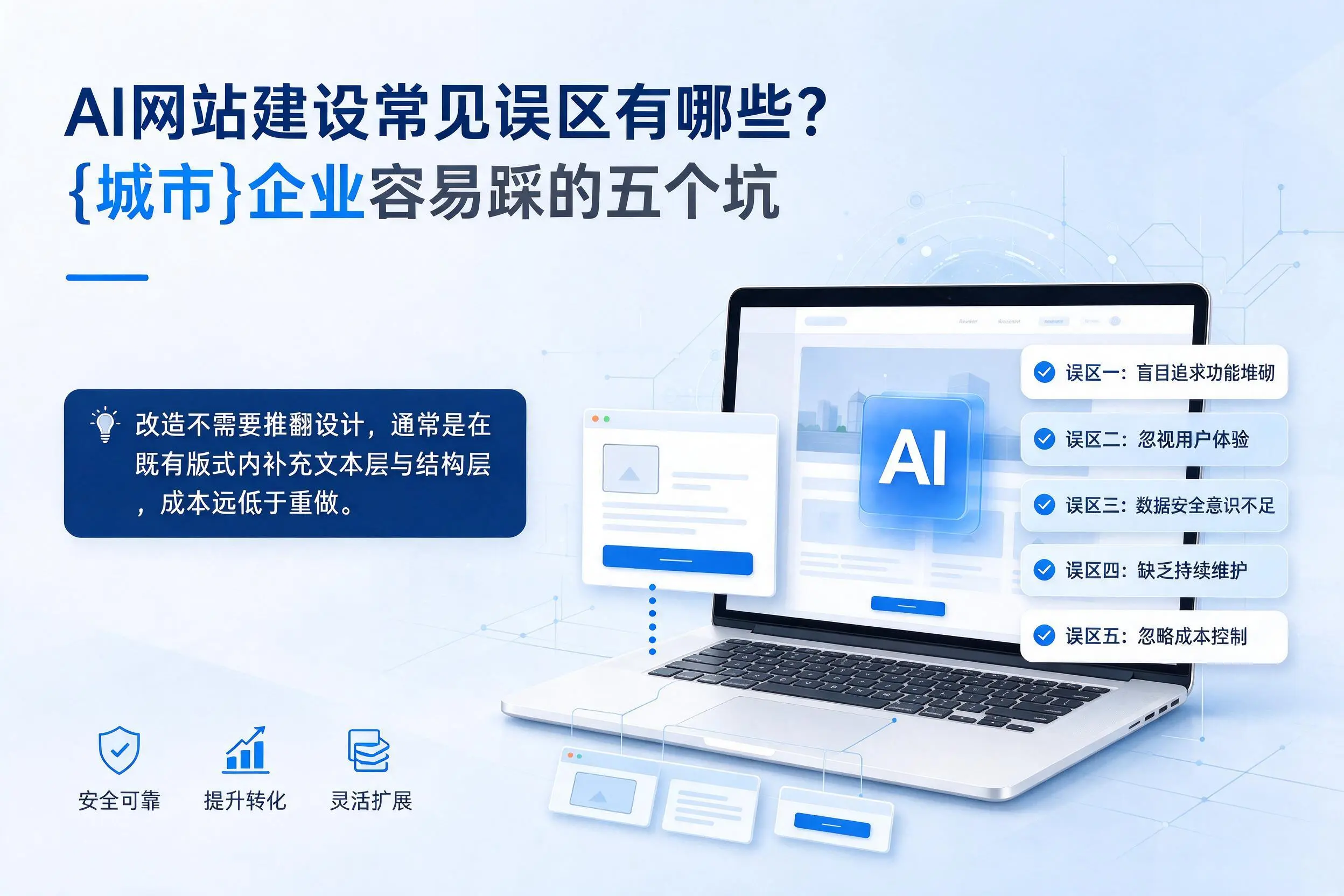 AI网站建设常见误区有哪些？湛江企业容易踩的五个坑