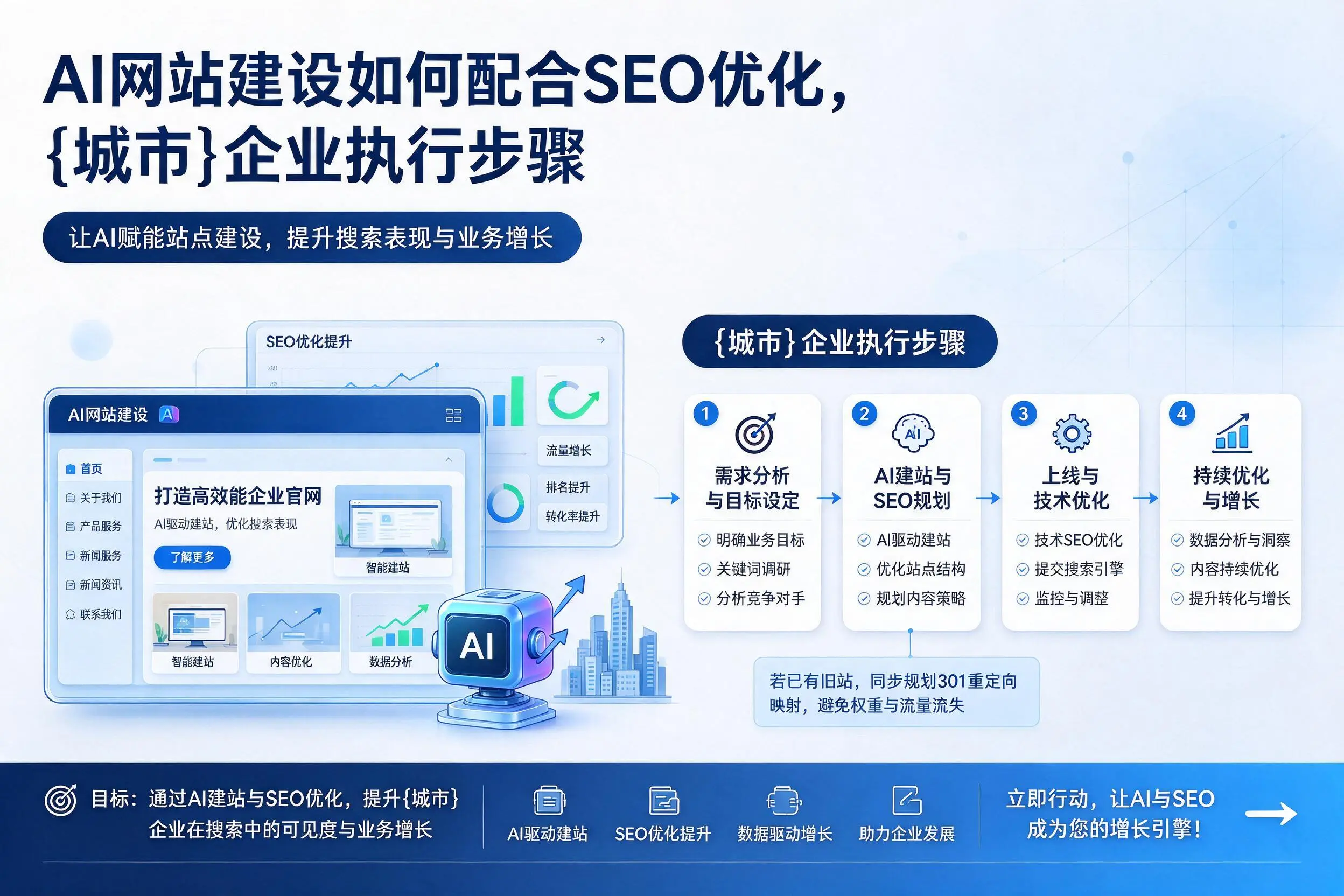 AI网站建设如何配合SEO优化，湛江企业执行步骤